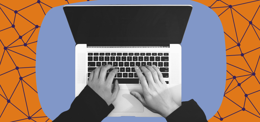 Hands type on a keyboard signifying that a client is tech-enabled.