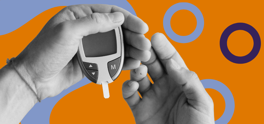 A diabetic patient interprets the results of their blood sugar test.