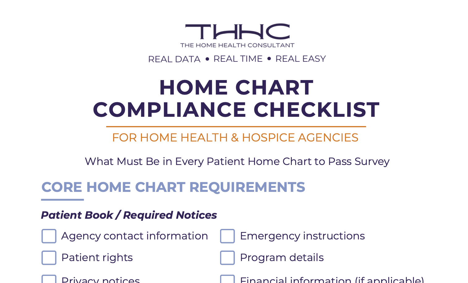 Home Chart Compliance Checklist
