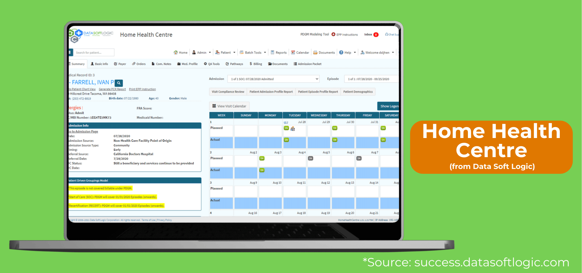 A home health agency using the home health centre software
