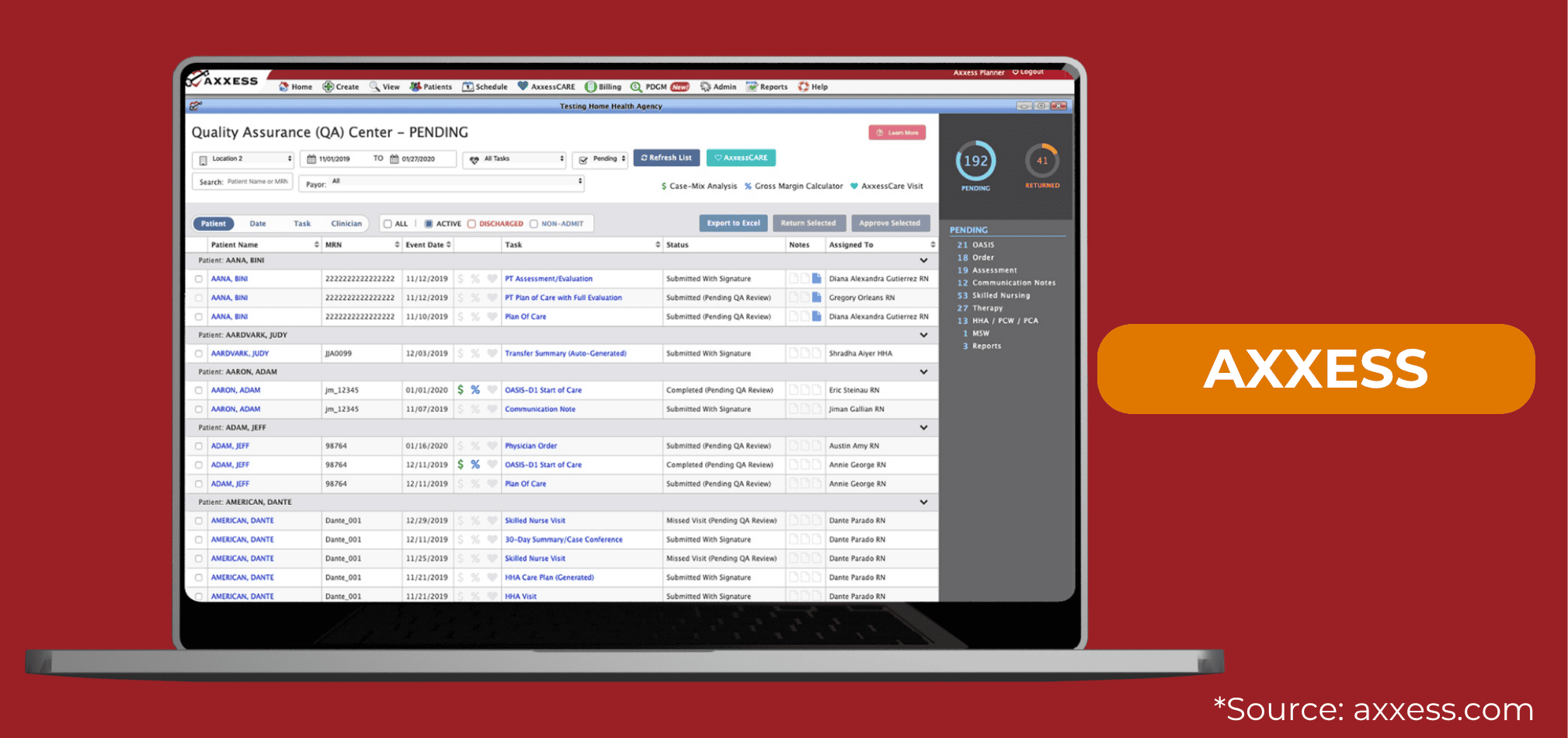A home health agency using Axxess software.