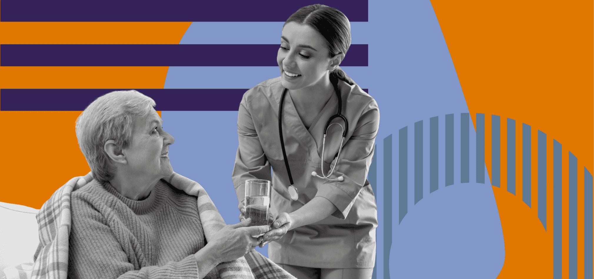 A hospice aide is providing care.