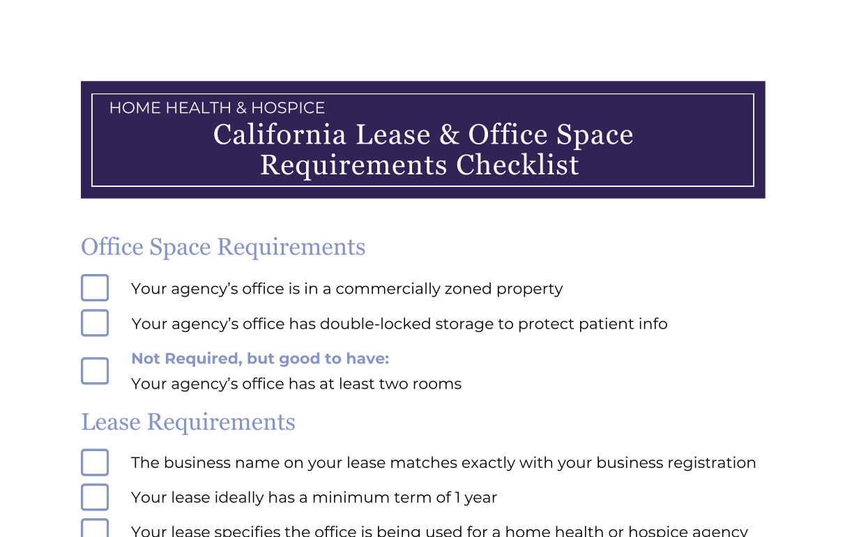 Preview of Home Health and Hospice Office Space and Lease Requirements
