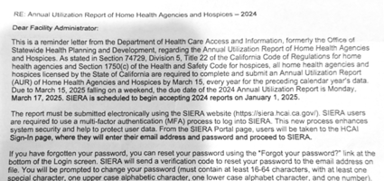 What is an ALIRTS Report for Home Health & Hospice Agencies in California?