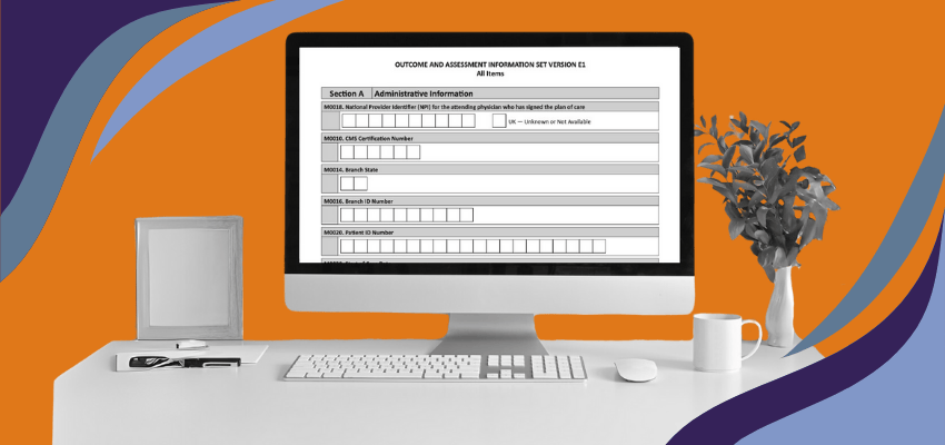 A computer screen displays the updated OASIS E-1 form.